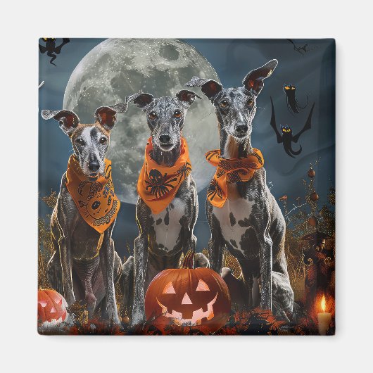 Greyhound Halloween Spooky Magneet (Voorkant)