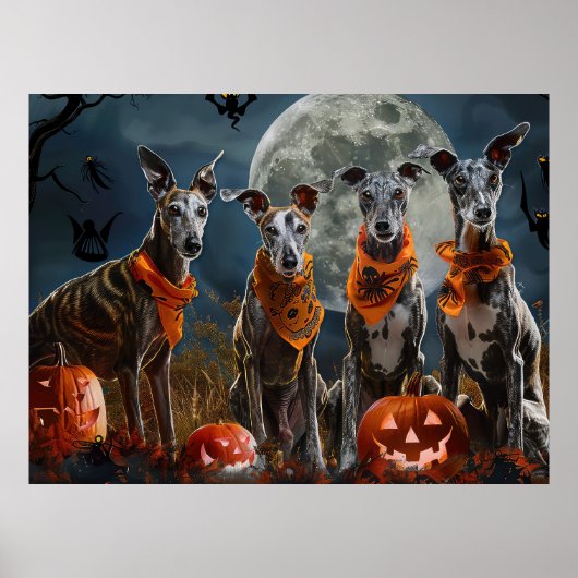 Greyhound Halloween Spooky Poster (Voorkant)