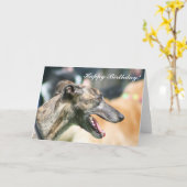 Greyhound Happy Birthday wenskaart Kaart (Gele Bloem)
