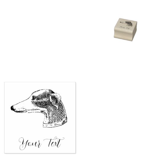 Greyhound Head Etching Personalized Rubberstempel (Gestempeld)