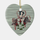 Greyhound Hearts Rozen Trio Dog Ornament (Rechts)