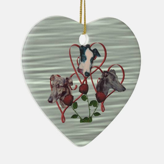 Greyhound Hearts Rozen Trio Dog Ornament (Rechts)