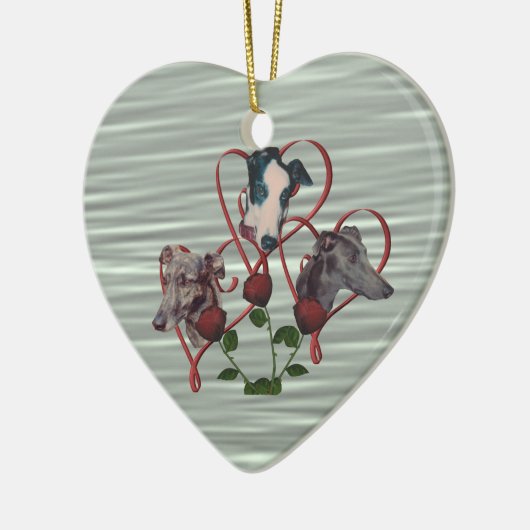 Greyhound Hearts Rozen Trio Dog Ornament (Links)