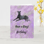 Greyhound heeft een Greyt Birthday Card Kaart (Gele Bloem)