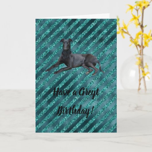 Greyhound heeft een Greyt Birthday Card Kaart (Gele Bloem)