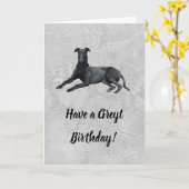 Greyhound heeft een Greyt Birthday Card Kaart (Gele Bloem)