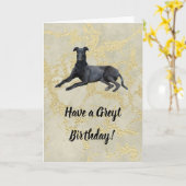 Greyhound heeft een Greyt Birthday Card Kaart (Gele Bloem)