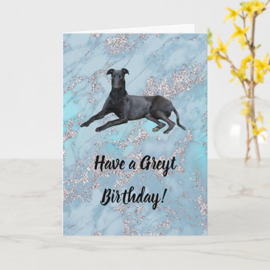 Greyhound heeft een Greyt-verjaardag Kaart (Gele Bloem)