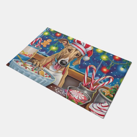 Greyhound Holiday Baking: Feestelijke Kerst Deurmat (Schuin)