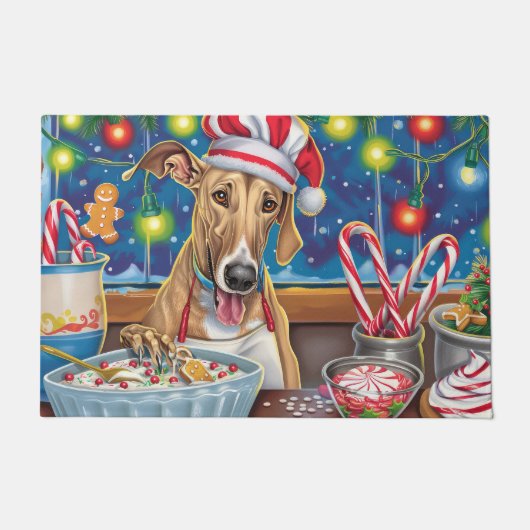 Greyhound Holiday Baking: Feestelijke Kerst Deurmat (Voorkant)