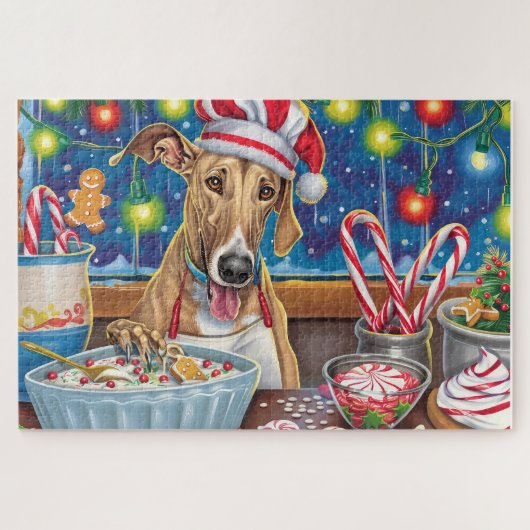 Greyhound Holiday Baking: Feestelijke Kerst Legpuzzel (Horizontaal)