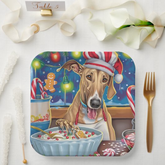Greyhound Holiday Baking: Feestelijke Kerst Papieren Bordje (Huwelijk)