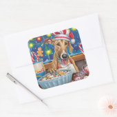 Greyhound Holiday Baking: Feestelijke Kerst Vierkante Sticker (Envelop)