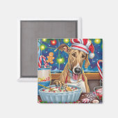 Greyhound Holiday Bakken: Festive Kerstmis Magneet (Voorkant / Achterkant)