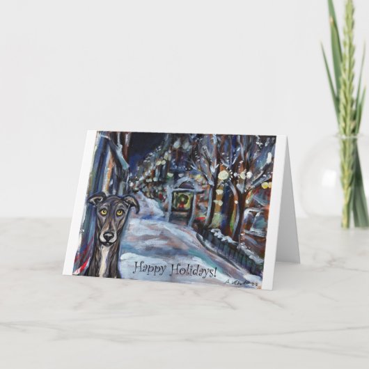 Greyhound Holiday Card Wintry Scene Feestdagen Kaart (Voorkant)