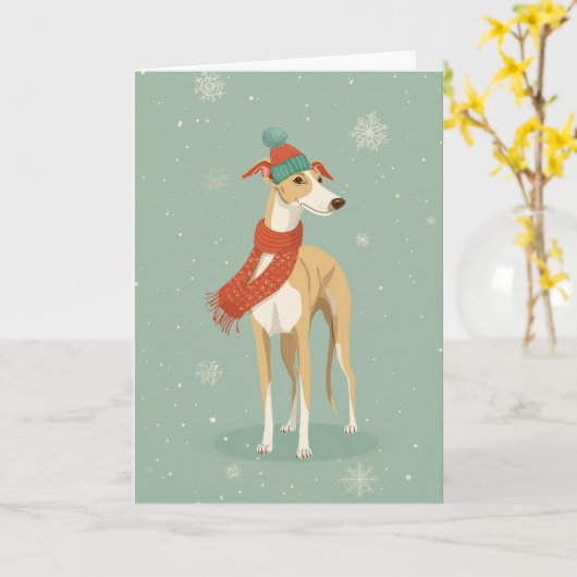 Greyhound Holiday Greeting Kaart (Gele Bloem)