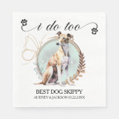 Greyhound Hond bruiloft servetten met hond foto (Voorkant)