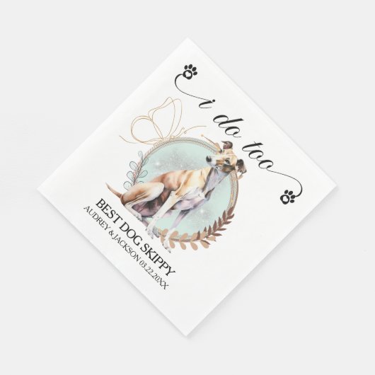 Greyhound Hond bruiloft servetten met hond foto (Hoek)