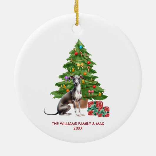 Greyhound hond gepersonaliseerde kerst keramisch ornament (Achterkant)