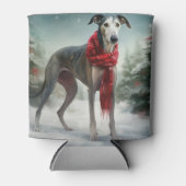 Greyhound Hond in Sneeuw Kerstmis Blikjeskoeler (Voorkant)