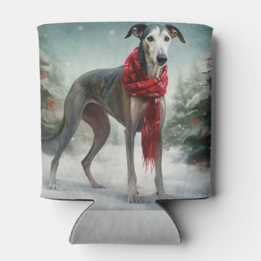 Greyhound Hond in Sneeuw Kerstmis Blikjeskoeler (Achterkant)