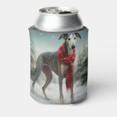 Greyhound Hond in Sneeuw Kerstmis Blikjeskoeler (Blikje Achterkant)