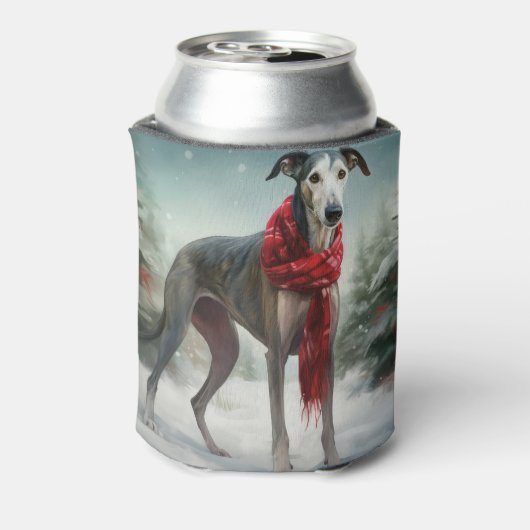 Greyhound Hond in Sneeuw Kerstmis Blikjeskoeler (Blikje Achterkant)
