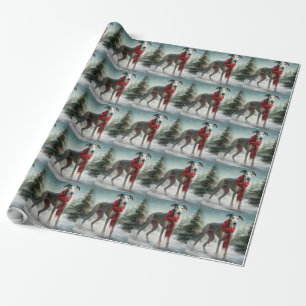 Greyhound Hond in Sneeuw Kerstmis Cadeaupapier