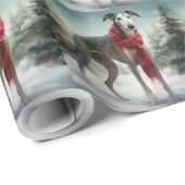 Greyhound Hond in Sneeuw Kerstmis Cadeaupapier (Rol Hoek)