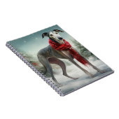 Greyhound Hond in Sneeuw Kerstmis Notitieboek (Rechterzijde)