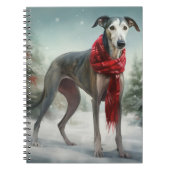 Greyhound Hond in Sneeuw Kerstmis Notitieboek (Voorkant)