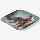 Greyhound Hond in Sneeuw Kerstmis Papieren Bordje (Gebogen)