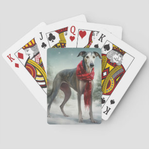 Greyhound Hond in Sneeuw Kerstmis Pokerkaarten
