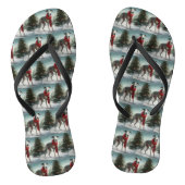 Greyhound Hond in Sneeuw Kerstmis Teenslippers (Voetbed)
