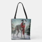 Greyhound Hond in Sneeuw Kerstmis Tote Bag (Achterkant)