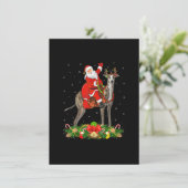 Greyhound hond Kerst Mop Santa Riding Greyhound Ch Kaart (Staand voorkant)