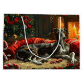 Greyhound Hond Kerstfeest Groot Cadeauzakje (Achterkant)