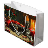 Greyhound Hond Kerstfeest Groot Cadeauzakje (Achterkant Gekanteld)