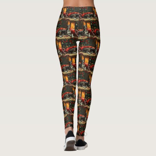 Greyhound Hond Kerstfeest Leggings (Achterkant)