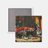 Greyhound Hond Kerstfeest Magneet (Voorkant / Achterkant)