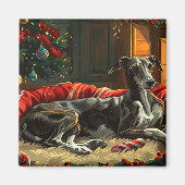 Greyhound Hond Kerstfeest Magneet (Voorkant)
