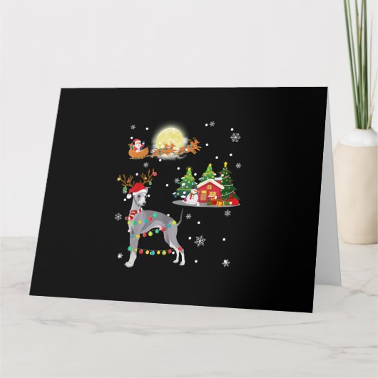 Greyhound Hond Licht Kerst Rendier Boom Xmas G Kaart (Voorkant)