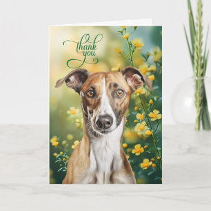 Greyhound-hond met kleine gele bloemen bedankkaart