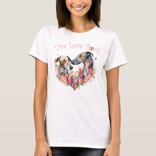 Greyhound Hond Moeder Bloemstuk T-shirt (Voorkant)