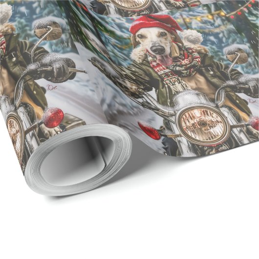 Greyhound Hond Rijden Motorfiets Kerstmis Cadeaupapier (Rol Hoek)