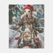 Greyhound Hond Rijden Motorfiets Kerstmis Fleece Deken (Voorkant)
