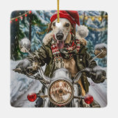 Greyhound Hond Rijden Motorfiets Kerstmis Keramisch Ornament (Achterkant)