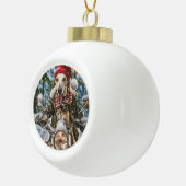 Greyhound Hond Rijden Motorfiets Kerstmis Keramische Bal Ornament (Rechts)