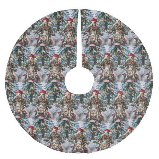 Greyhound Hond Rijden Motorfiets Kerstmis Kerstboom Rok (Voorkant)