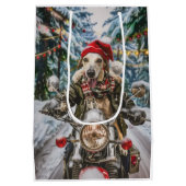 Greyhound Hond Rijden Motorfiets Kerstmis Medium Cadeauzakje (Achterkant)